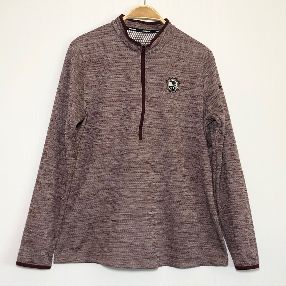 Nike Golf Pebble Beach Womens XL Maroon 1/2 Zip Pullover Dri-Fit Heather
